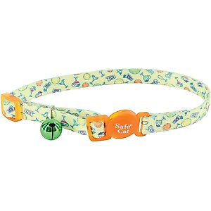 Safe Cat Fashion Adjustable Breakaway Cat Collar, 8 to 12-in neck, 3/8-in wide, Happy Hour