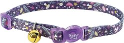 Safe Cat Fashion Adjustable Breakaway Cat Collar, 8 to 12-in neck, 3/8-in wide, Magic Garden