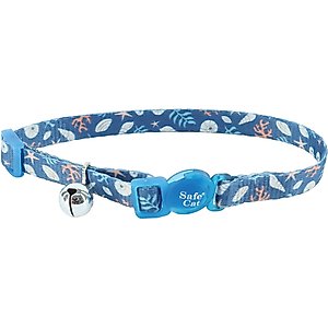 Safe Cat Fashion Adjustable Breakaway Cat Collar, 8 to 12-in neck, 3/8-in wide, Under The Sea