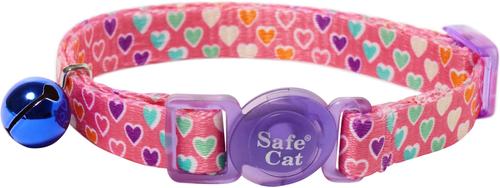 Show full view: Safe Cat Fashion Adjustable Breakaway Cat Collar, Multi-Colored Hearts slide 1 of 4