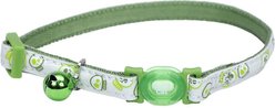 Safe Cat Glow In The Dark Adjustable Breakaway Cat Collar, Lime Skulls