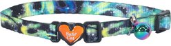 Safe Cat Heartbreaker Adjustable Breakaway Heart Buckle Cat Collar, 8 to 12-in neck, 3/8-in wide, Galaxy Nirvana