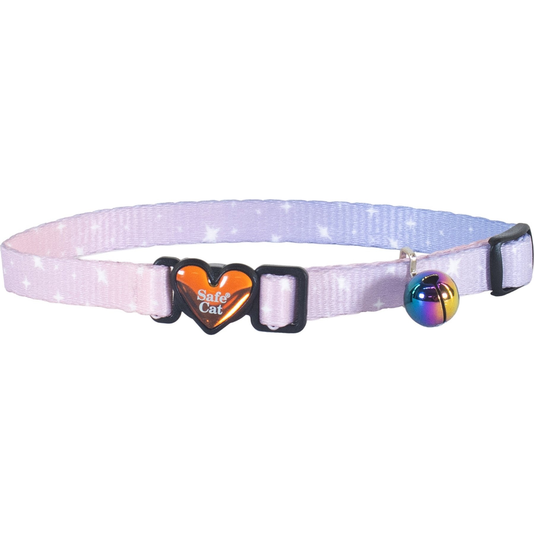 Safe Cat Heartbreaker Adjustable Breakaway Heart Buckle Cat Collar, 8 to 12-in neck, 3/8-in wide, Shining Diamond