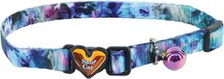 Safe Cat Heartbreaker Adjustable Breakaway Heart Buckle Cat Collar, 8 to 12-in neck, 3/8-in wide, Rainy Day Floral