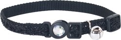 Safe Cat Jeweled Glitter Polyester Breakaway Cat Collar with Bell, Black, 8 to 12-in neck, 3/8-in wide
