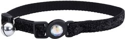 Safe Cat Jeweled Glitter Polyester Breakaway Cat Collar with Bell, Black, 8 to 12-in neck, 3/8-in wide