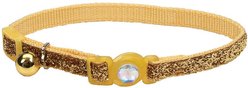 Safe Cat Jeweled Glitter Polyester Breakaway Cat Collar with Bell, Golden Kaleidoscope, 8 to 12-in neck, 3/8-in wide slide 1 of 4