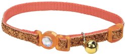 Safe Cat Jeweled Glitter Polyester Breakaway Cat Collar with Bell, Sunset Orange, 8 to 12-in neck, 3/8-in wide