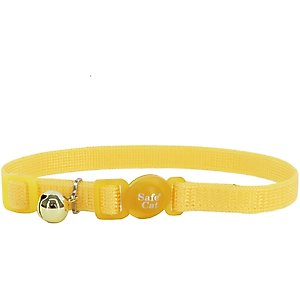 Safe Cat Snag-Proof Polyester Breakaway Cat Collar with Bell, Banana Boat, 8 to 12-in neck, 3/8-in wide