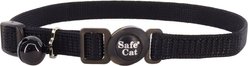 Safe Cat Snag-Proof Polyester Breakaway Cat Collar with Bell, Black, 8 to 12-in neck, 3/8-in wide slide 1 of 4