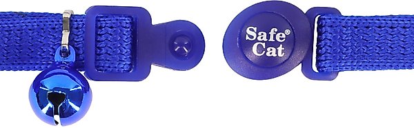 Show full view: Safe Cat Snag-Proof Polyester Breakaway Cat Collar with Bell, Blue, 8 to 12-in neck, 3/8-in wide slide 3 of 6