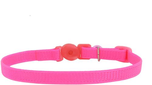 Show full view: Safe Cat Snag-Proof Polyester Breakaway Cat Collar with Bell, Neon Pink, 8 to 12-in neck, 3/8-in wide slide 3 of 7