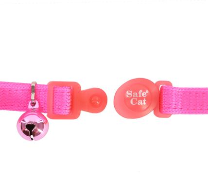 Show full view: Safe Cat Snag-Proof Polyester Breakaway Cat Collar with Bell, Neon Pink, 8 to 12-in neck, 3/8-in wide slide 4 of 7
