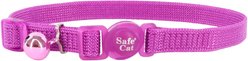 Safe Cat Snag-Proof Polyester Breakaway Cat Collar with Bell, Orchid, 8 to 12-in neck, 3/8-in wide