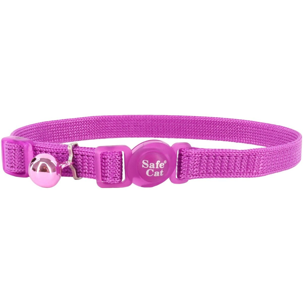 Safe Cat Snag-Proof Polyester Breakaway Cat Collar with Bell, Orchid, 8 to 12-in neck, 3/8-in wide