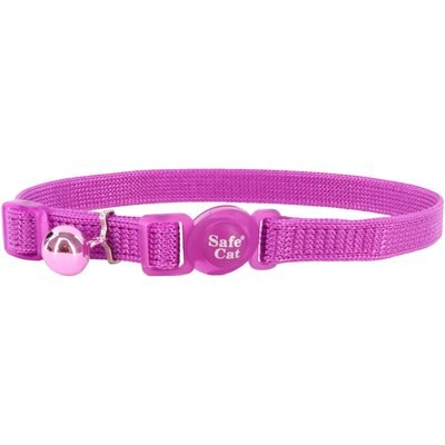 Safe Cat Safe Cat Snag-Proof Polyester Breakaway Cat Collar with Bell, Orchid, 8 to 12-in neck, 3/8-in wide