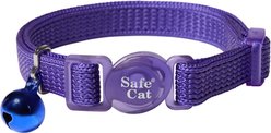 Safe Cat Snag-Proof Polyester Breakaway Cat Collar with Bell, Purple