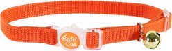 Safe Cat Snag-Proof Polyester Breakaway Cat Collar with Bell, Sunset Orange