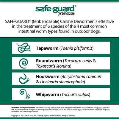 Show full view: Safe-Guard Dewormer for Hookworms, Roundworms, Tapeworms & Whipworms for Medium Breed Dogs, 3 day treatment slide 2 of 10