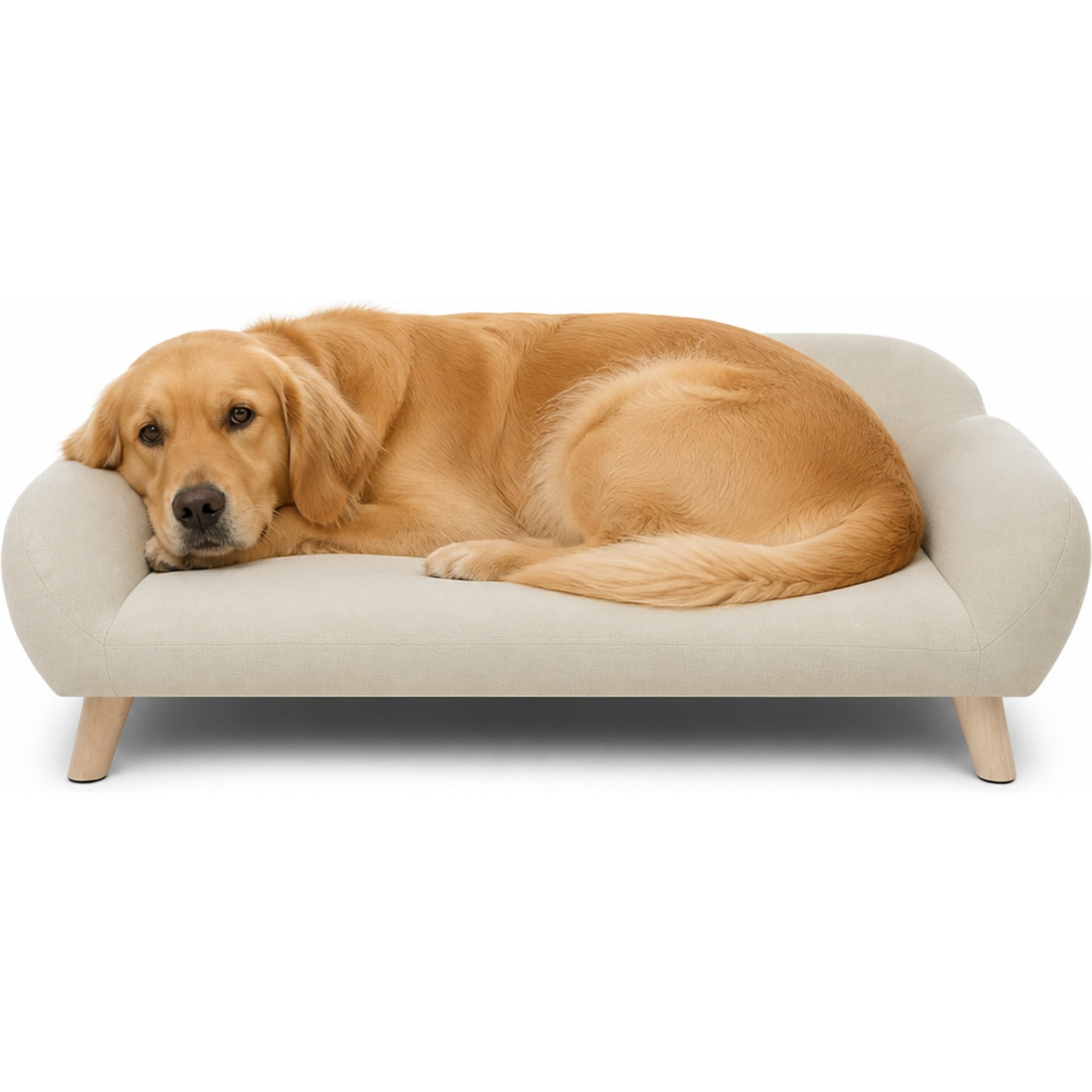 Sam's Pets Akkeri Linen Couch Dog Bed, Cream, Large: 39-in