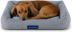 Sam's Pets Arlo Bolster Plaid Dog Bed, Blue, Medium
