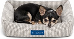 Sam's Pets Arlo Bolster Plaid Dog Bed, Brown, Small