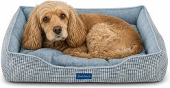 Sam's Pets Arlo Plaid Dog Bed, Blue, Medium