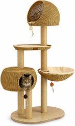 Sam's Pets Chase Natural Oak 63-in Cat Tree & Condo, Beige, Medium