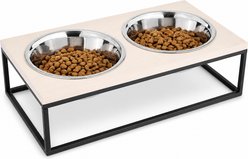 Sam's Pets Dan Single Wood & Stainless Steel Dog Bowl, Large