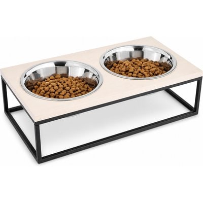 Sam's Pets Sam's Pets Dan Single Wood & Stainless Steel Dog Bowl, Large