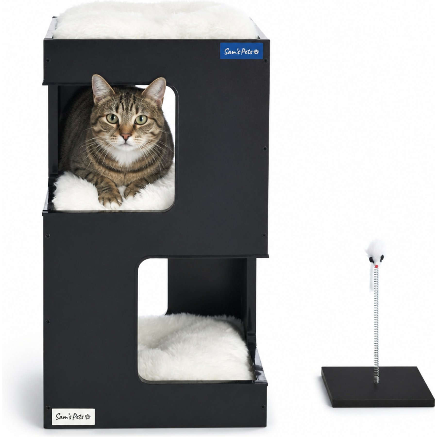 Sam's Pets Escher 23.5-in Faux Fur Cat Tree & Condo, Black