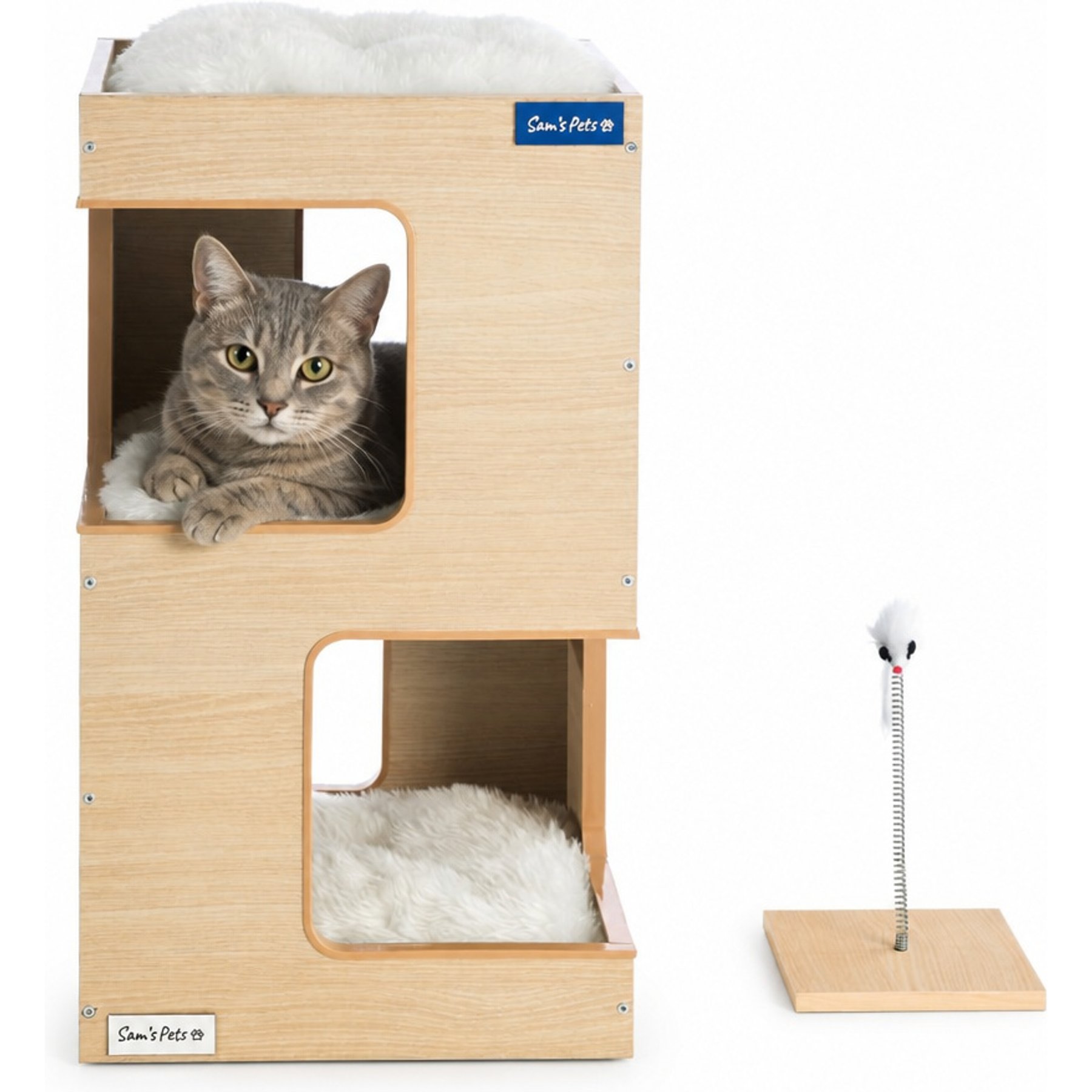 Sam's Pets Escher 23.5-in Faux Fur Cat Tree & Condo, White