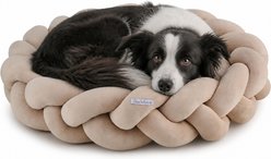 Sam's Pets Ivy Bolster Dog & Cat Bed, Beige, Medium