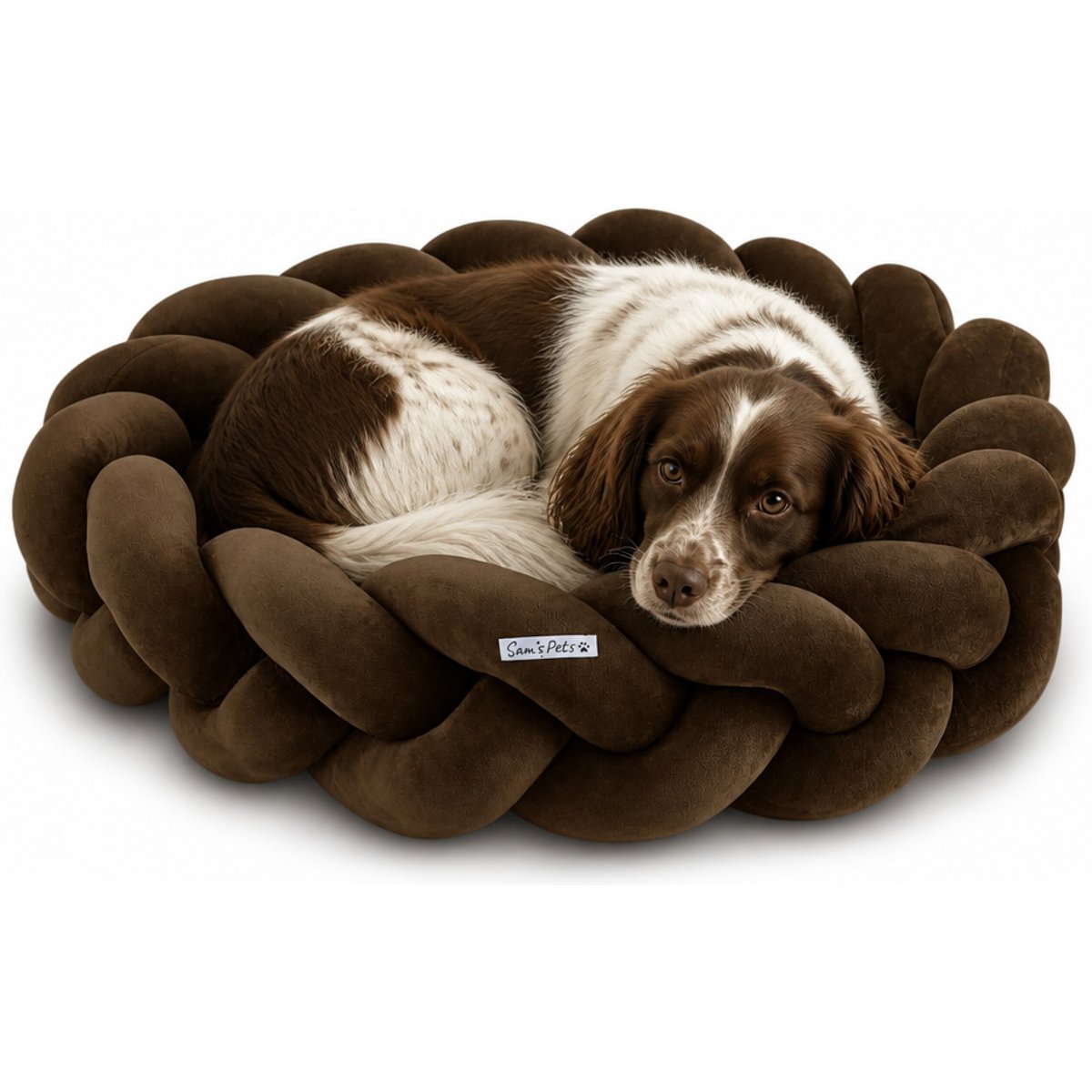 Sam's Pets Ivy Bolster Dog & Cat Bed, Brown, Medium
