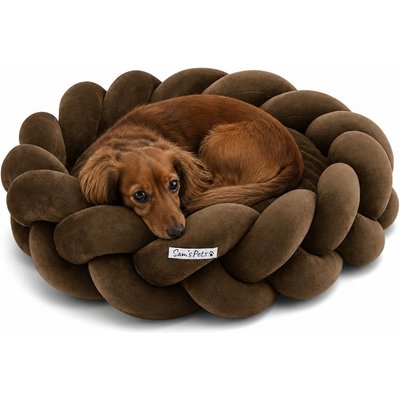 Sam's Pets Sam's Pets Ivy Bolster Dog & Cat Bed, Brown, Small