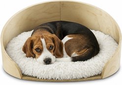 Sam's Pets Kuai Bent Wood Faux Fur Dog Bed, Light Brown, Small