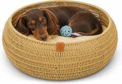 Sam's Pets Leo Bolster Dog & Cat Bed, Beige, 19-in