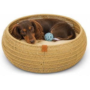 Sam's Pets Leo Bolster Dog & Cat Bed, Beige, 19-in