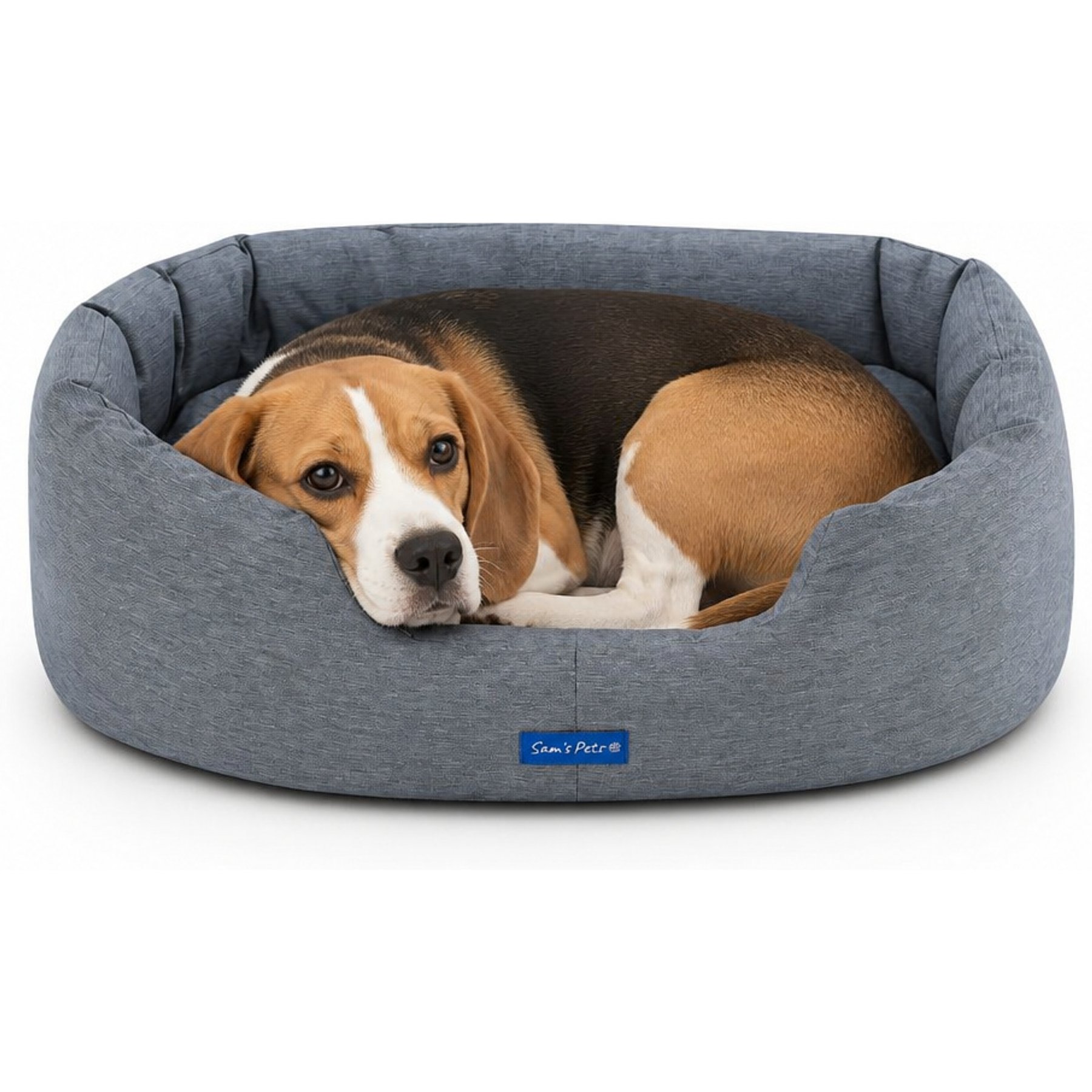 Sam's Pets Missy Round Dog Bed, Navy Blue, Small