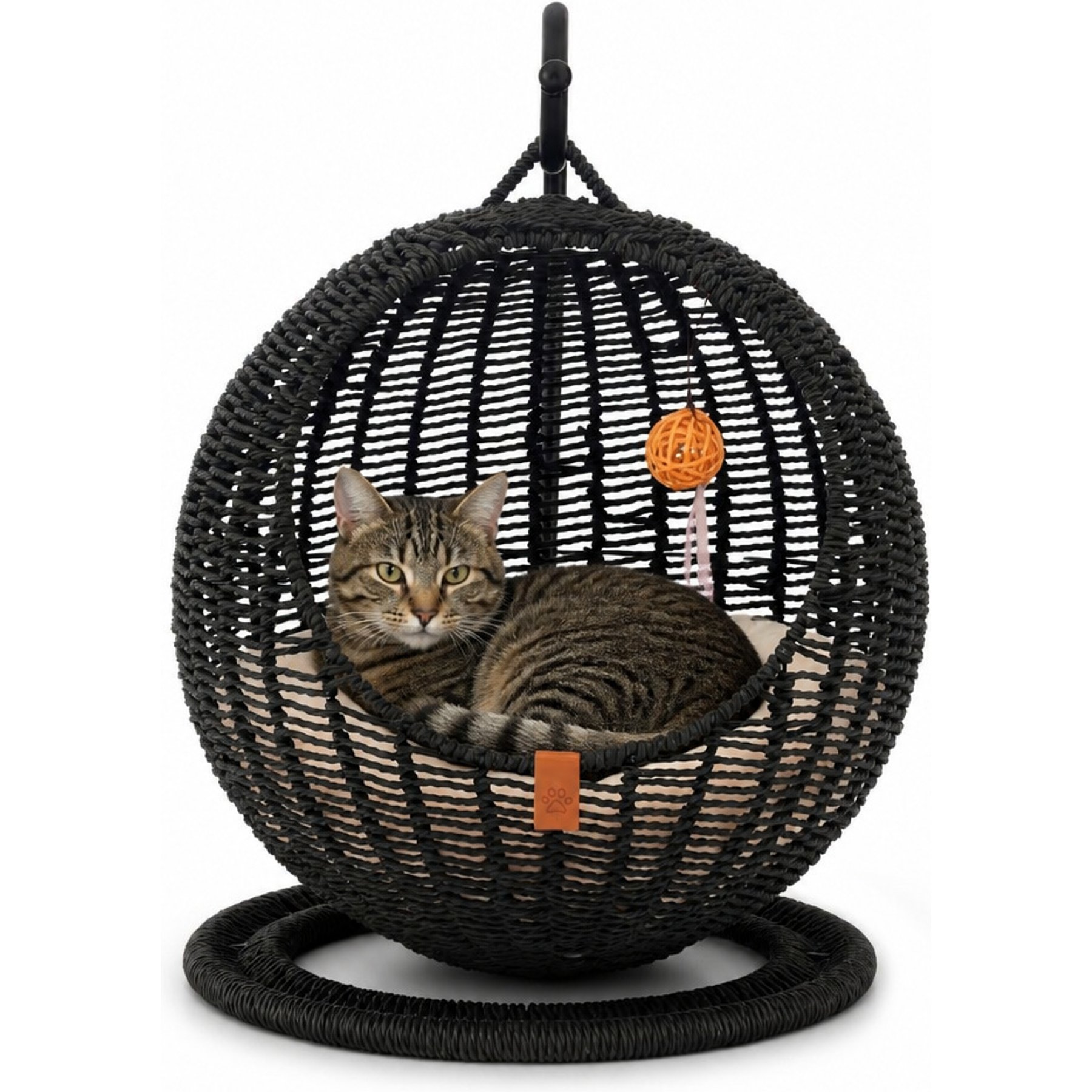 Sam's Pets Nala Hanging Egg Cat Condo, Medium, Black