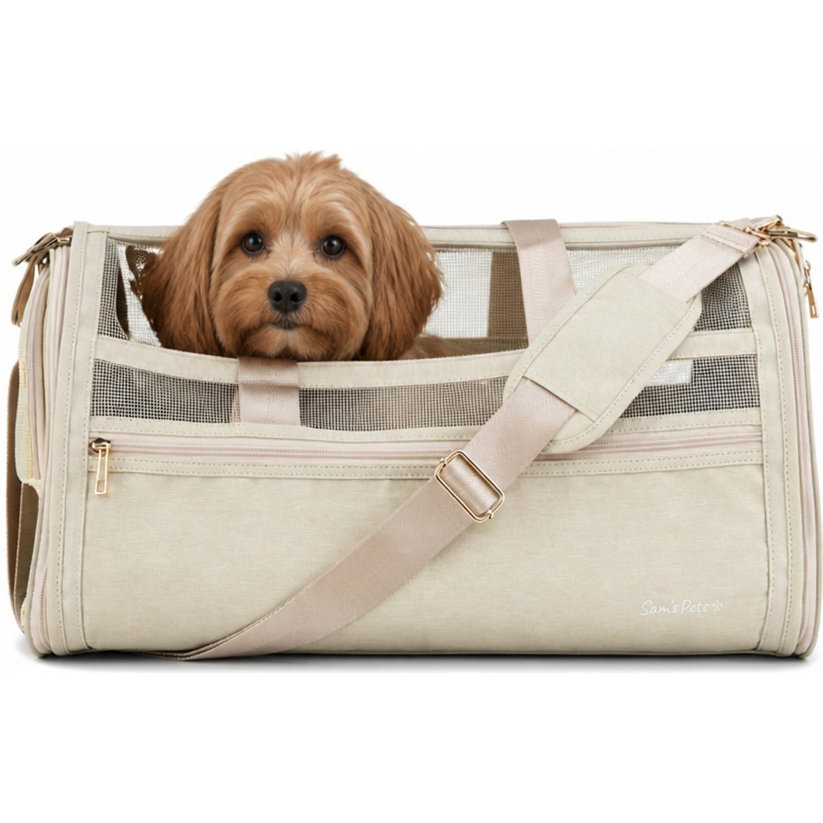 Sam's Pets Scout Dog & Cat Carrier Bag, Beige, 19-in