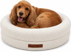 Sam's Pets Scruffy Round Orthopedic Dog Bed, Cream, Medium: 30-in