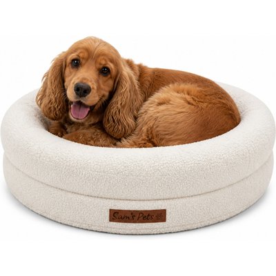 Sam's Pets Sam's Pets Scruffy Round Orthopedic Dog Bed, Cream, Medium: 30-in