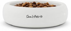 Sam's Pets Short Tulip Glossy Non-Skid Ceramic Dog & Cat Bowl, 350-mL, White