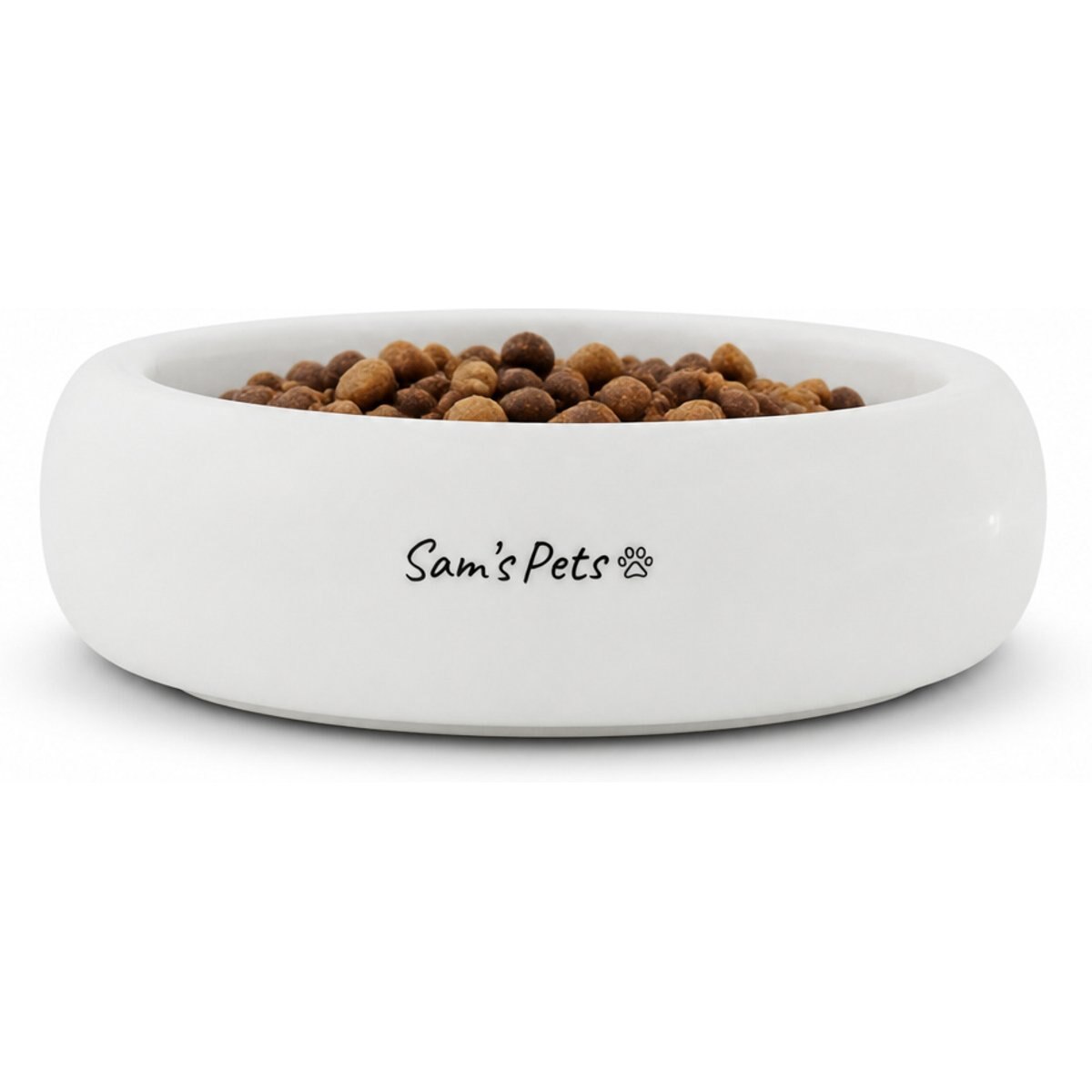 Sam's Pets Short Tulip Glossy Non-Skid Ceramic Dog & Cat Bowl, 350-mL, White