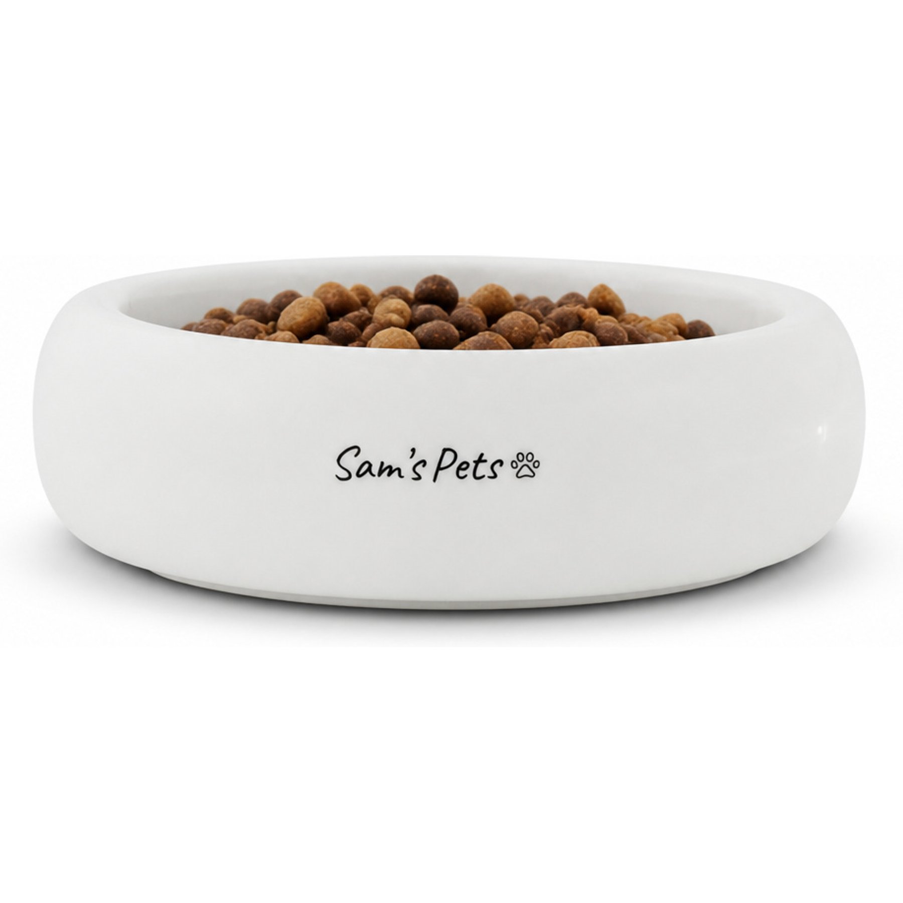 Sam's Pets Short Tulip Glossy Non-Skid Ceramic Dog & Cat Bowl, 350-mL, White