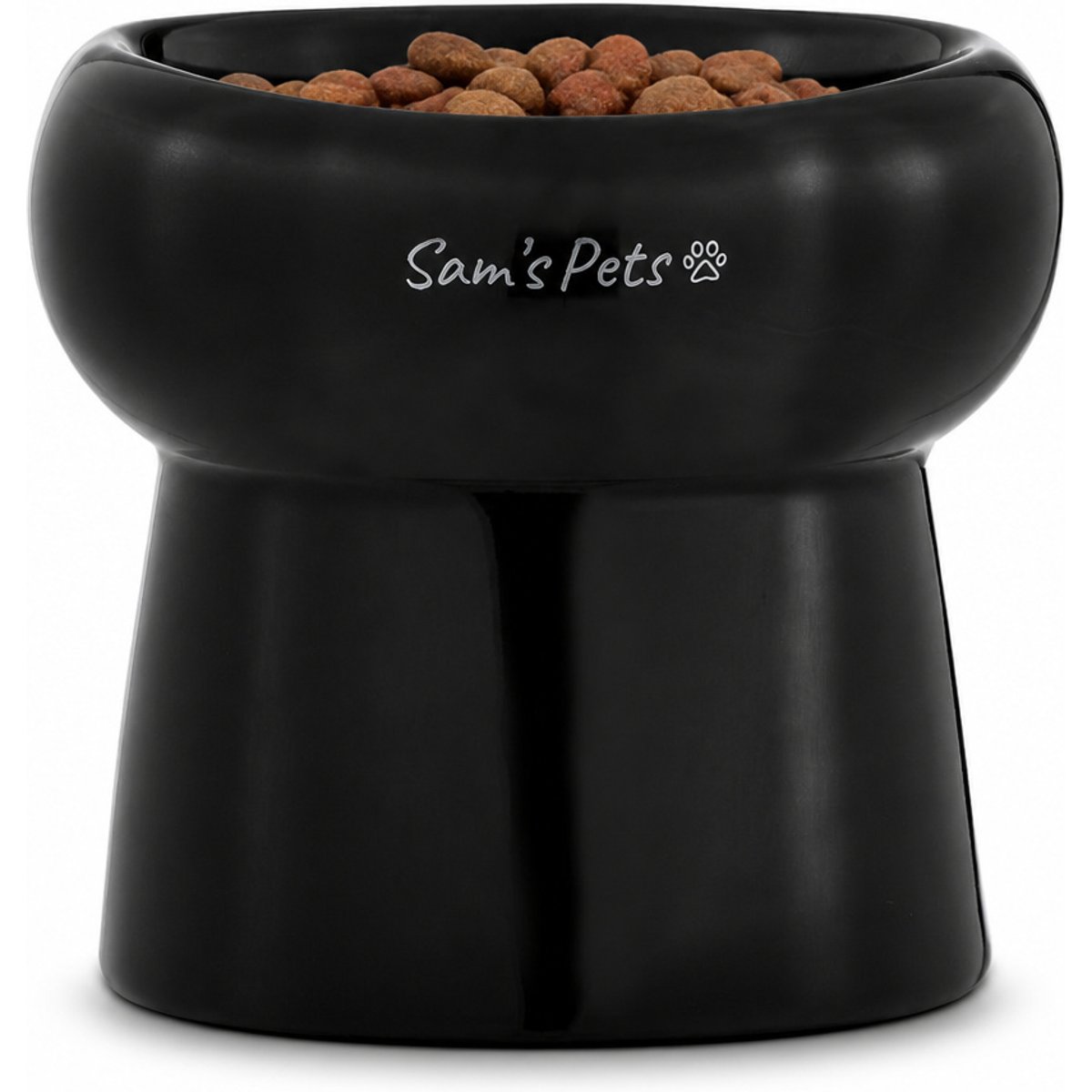 Sam's Pets Tall Tulip 2.0 Elevated Dog Bowl, Black, 0.55-cup