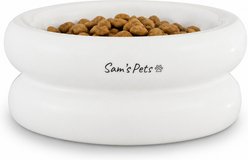Sam's Pets Tall Tulip Glossy Non-Skid Ceramic Dog & Cat Bowl, 350-mL, White