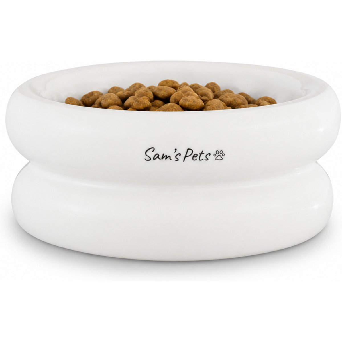 Sam's Pets Tall Tulip Glossy Non-Skid Ceramic Dog & Cat Bowl, 350-mL, White