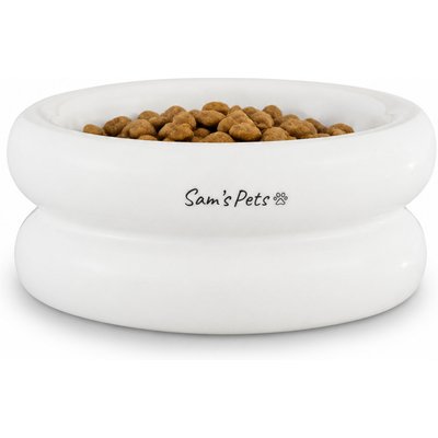 Sam's Pets Sam's Pets Tall Tulip Glossy Non-Skid Ceramic Dog & Cat Bowl, 350-mL, White